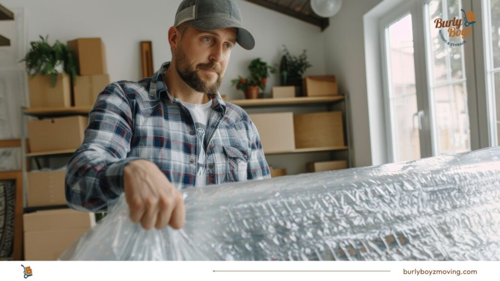 A Burly Boy Mover showing that we know how to pack a glass table top for moving