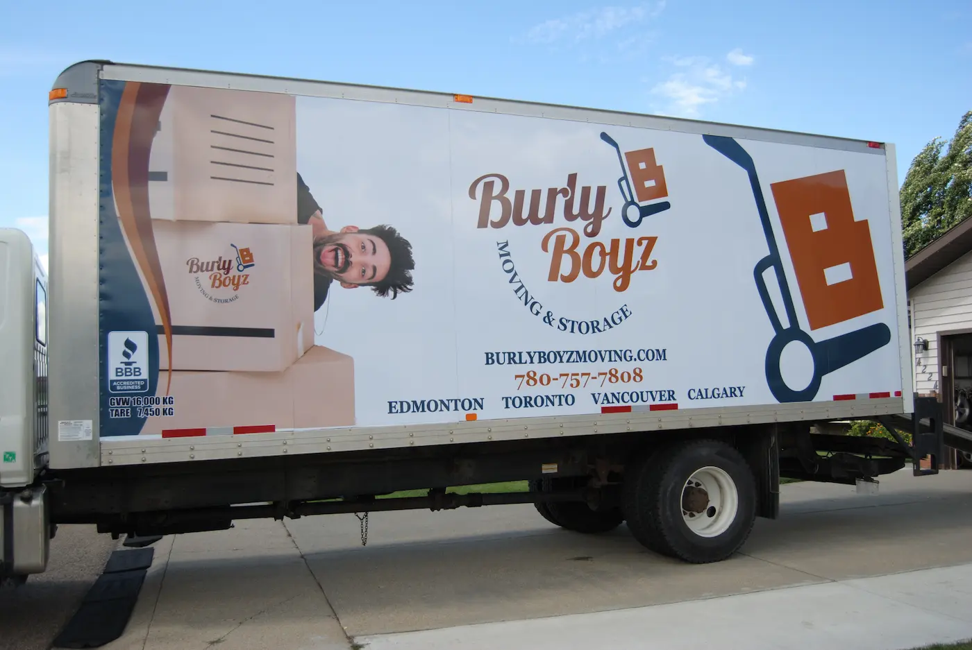 Burly Boyz truck parked offering services as a leading moving company in Vancouver during a local move